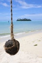 Weather rock hanged on a rope in Muri lagoon beach, Rarotonga Co Royalty Free Stock Photo