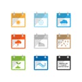 Weather and season flat design calendar icon vector illustration Royalty Free Stock Photo