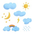 Weather set, hand drawn watercolor elements Royalty Free Stock Photo