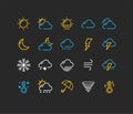 Weather Sign Color Thin Line Icon Set. Vector Royalty Free Stock Photo