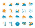 Weather simple color flat icons vector set Royalty Free Stock Photo