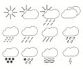 Weather simple black color flat icons set Royalty Free Stock Photo