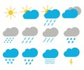 Weather simple color flat icons set Royalty Free Stock Photo