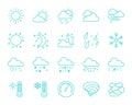Weather simple color line icons vector set Royalty Free Stock Photo