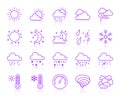 Weather simple color line icons vector set Royalty Free Stock Photo