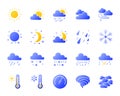 Weather simple gradient icons vector set Royalty Free Stock Photo