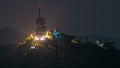 weather station on mountain at night timelapse, hong kong city Royalty Free Stock Photo