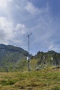 Weather station in the top of the mountains. against cloudy sky Royalty Free Stock Photo