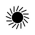 Black sun icon vector isolated on white background.
