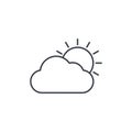 Weather, Sun and cloud thin line icon. Linear vector symbol