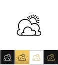 Weather symbol or sun and clouds outline vector icon