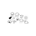 Weather and temperature icons set. Vector illustration eps 10