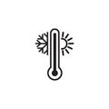 Weather temperature thermometer icon. Modern style sign for mobile concept and web design. Thermometer with sunny and