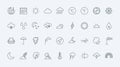 Weather thin line icons set, meteorology forecast info symbols, rain and wind, cloud Royalty Free Stock Photo