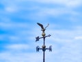 Weather-vane against sky comprising eagle,pointer and points of compass Royalty Free Stock Photo