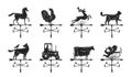 Weather vane silhouette, set icons. Windvane, weathervane symbol or logo. Vintage vector illustration