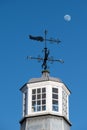Weather vane, tower and half moon Royalty Free Stock Photo