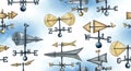Weather Vanes - A Collection of Wind Direction Indicators Royalty Free Stock Photo