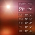 Weather widget template on sunset background Royalty Free Stock Photo
