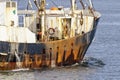 Weatherbeaten deck and hull on New Bedford scalloper