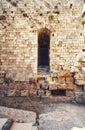 Weathered ancient Rhodes fortress stone brick wall