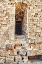 Weathered ancient Rhodes fortress stone brick wall