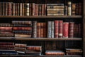 Weathered Antique bookshelf background. Generate Ai