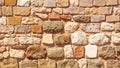 Weathered antique wall, byzantine ancient stonework, horizontal grunge background