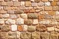 Weathered antique wall, byzantine ancient stonework, horizontal grunge background