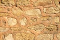 Weathered antique wall, byzantine ancient stonework, horizontal grunge background