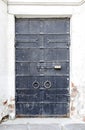 A weathered blue door of the russian monastery Royalty Free Stock Photo