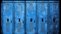 Weathered blue school lockers hallway background Royalty Free Stock Photo