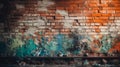 Weathered brick wall with peeling paint. Generative AI Royalty Free Stock Photo