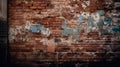 Weathered brick wall with peeling paint. Generative AI Royalty Free Stock Photo