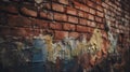 Weathered brick wall with peeling paint. Generative AI Royalty Free Stock Photo