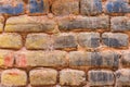 A weathered brick wall in Srinagar