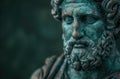 Weathered bronze statue with intricate details
