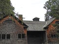 Weathered cedar shake caretaker building at NYS historic Lorenzo Mansion