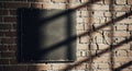 Blank Metal Plaque on Rustic Brick Wall with Shadows Royalty Free Stock Photo