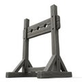Ancient Wooden Stocks Punishment Device with Three Head and Two Hand Holes on White Background Royalty Free Stock Photo