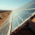 Weathered Desert Solar Panel Against Arid Backdrop, generative ai