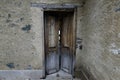 Weathered door with peeling paint on an abandoned farm Royalty Free Stock Photo