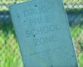 Weathered Drug Free School Zone Sign Royalty Free Stock Photo