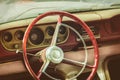 Weathered dusty interior of a classic car Royalty Free Stock Photo