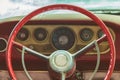 Weathered dusty interior of a classic car Royalty Free Stock Photo