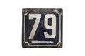 Weathered enameled plate number 79