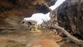 Weathered and Eroded Rocks with Drift Wood Royalty Free Stock Photo