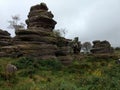 Sandstone rock formations at Brimham rocks Royalty Free Stock Photo