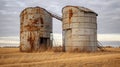 Weathered grain silos neglected Royalty Free Stock Photo