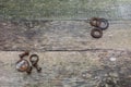 Grey Pallet Wood Planks with Rusty Steel Hardware In Corners